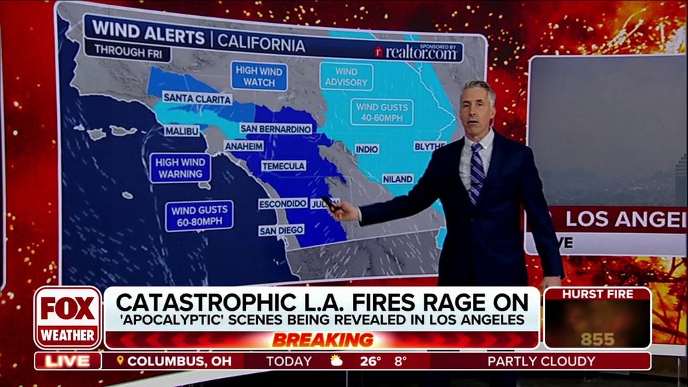 Additional waves of strong and potentially damaging offshore Santa Ana winds are forecast over the weekend and into next week as the overall weather pattern that helped spread massive wildfires shows no signs of changing soon.