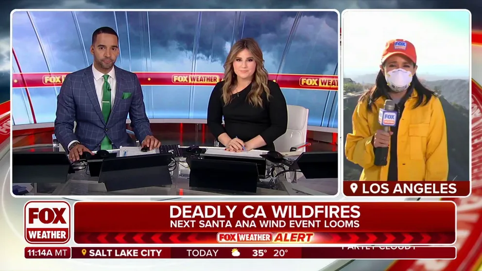 Investigators will begin using K9s and cadaver dogs to search the rubble of buildings that were destroyed by devastating and historic wildfires that have been burning across the Los Angeles region since last week. FOX Weather Meteorologist Marissa Torres was in Los Angeles on Sunday where helicopters could be heard overhead as they race to contain and extinguish the deadly fires.