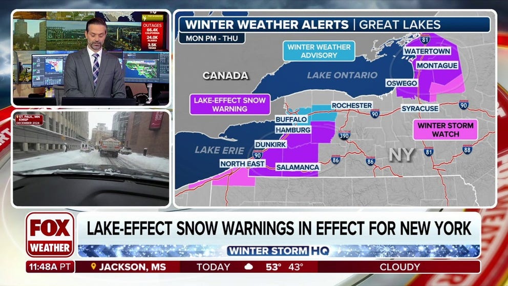 New York braces for rounds of lake-effect snow through midweek | Latest ...