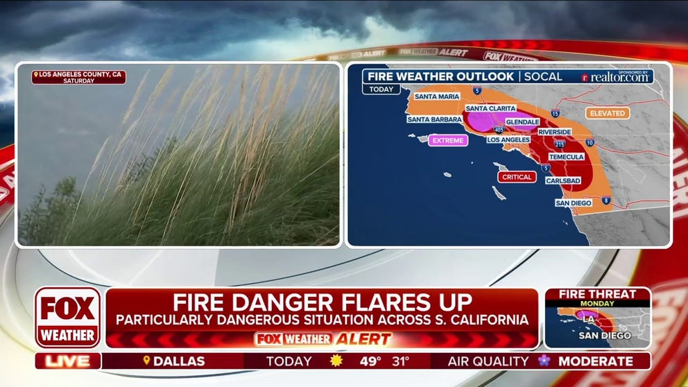 Strong winds across Southern California will continue Monday as Santa Ana winds persist setting up a long-duration, multi-round fire weather event that will last right through the middle of the week.