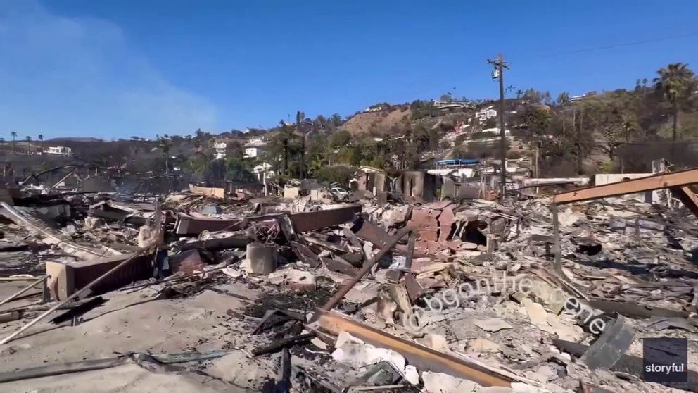 Video show lines of houses and businesses along Malibu beach (Video Credit: Brendan Gutenschwager via Storyful).