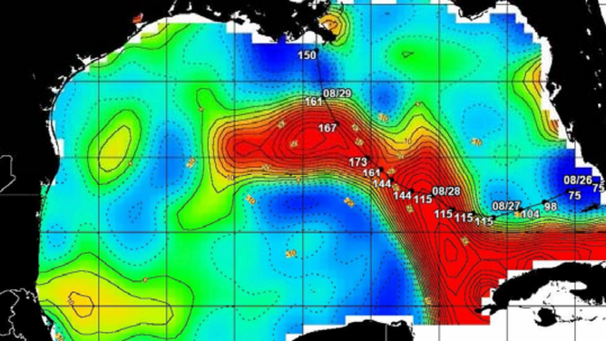 Katrina path over water temps