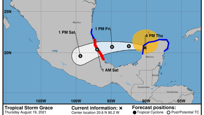 Grace forecast track 4 pm