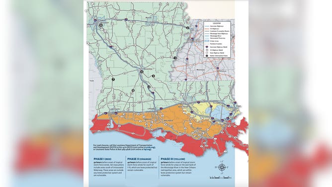 Louisiana evacuation map 8/27/21