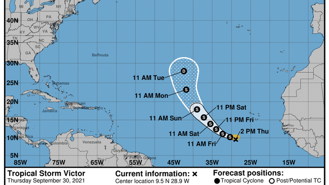 Tropical Storm Victor forecast 9/30/21