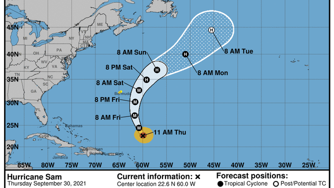 Hurricane Sam forecast 9/30/21