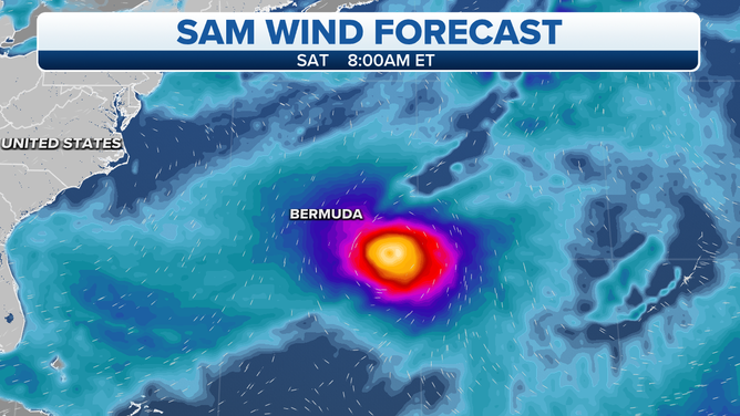 Hurricane Sam wind forecast 9/28/21