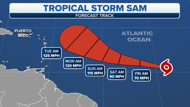 Tropical Storm Sam cone 9/23/21