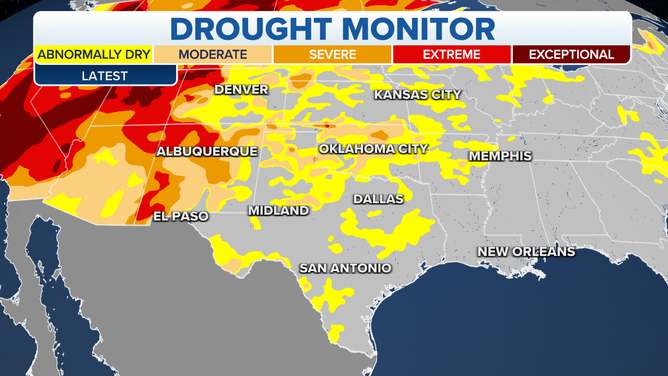 Dought monitor Southern Plains 9/27/21