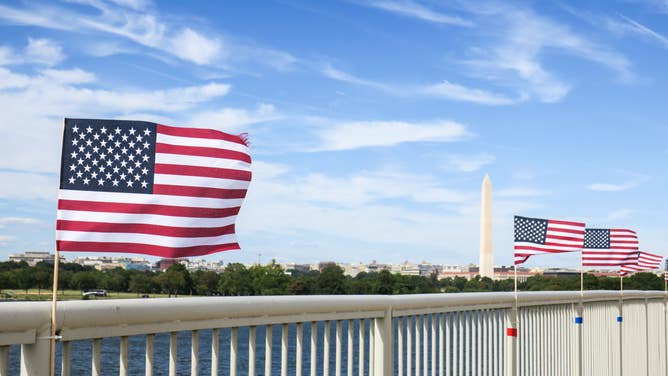 Breezy Flags at Washington Monument