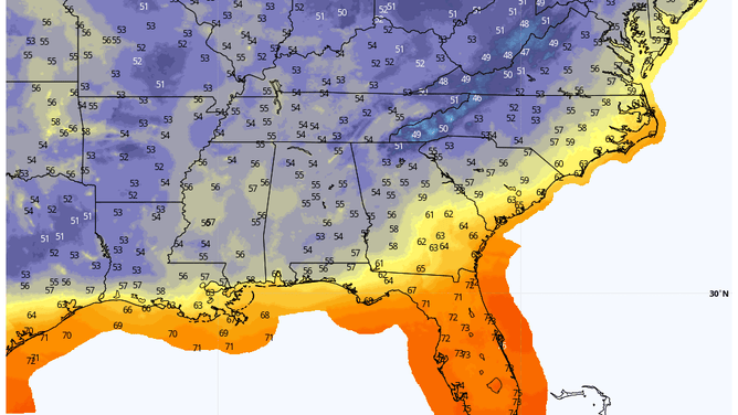 Dew points forecast 9/9/2021