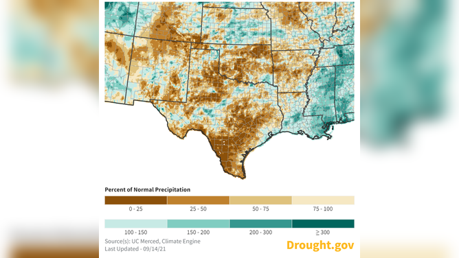 Southern Plains precip avg 9/27/21