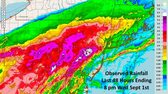 Northeast rainfall totals 9/1/2021