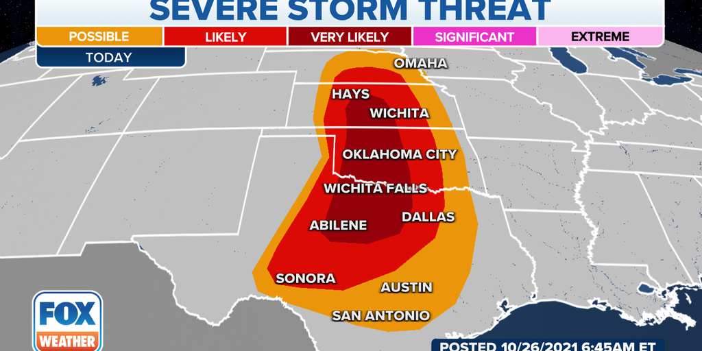 Severe storms with damaging winds, large hail and tornadoes threaten ...