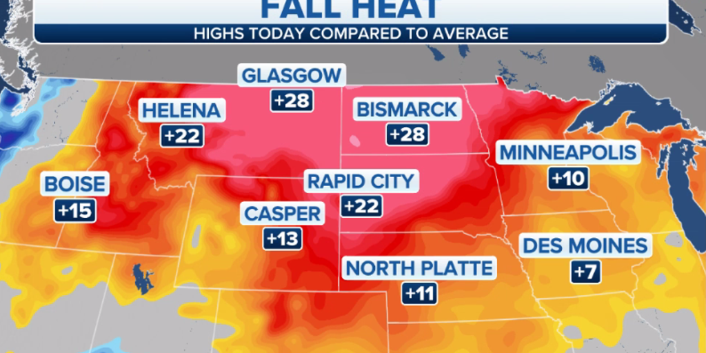 Fall heat accompanied by fire danger from northern Rockies, Plains to ...