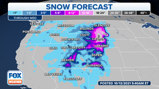 Western snowfall forecast 10-12-21