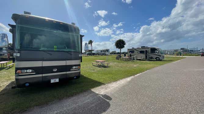 Launch spectators begin setting up camp at Jetty Park in Cape Canaveral, Florida ahead of the SpaceX Crew-3 astronaut launch on Oct. 31, 2021. (Image: Nicole Valdes/FOX Weather)