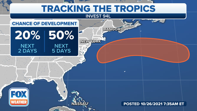 The Atlantic tropical outlook as of Tuesday, Oct. 26, 2021.