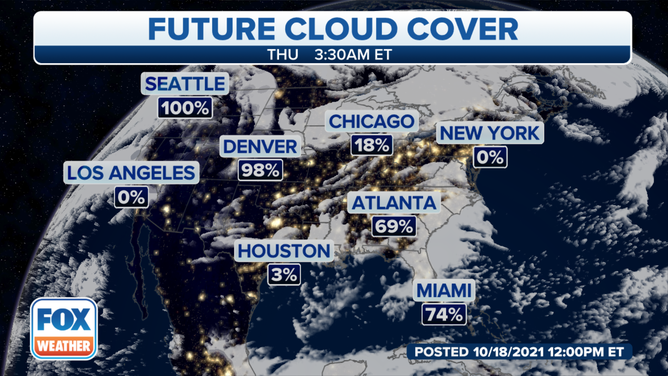 Cloud cover forecast for Oct. 21, 2021