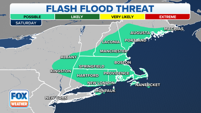 Flash flood threat on Saturday, Oct. 30, 2021.