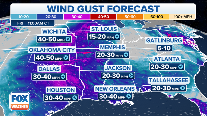 South Wind Gust Forecast 10-29-21