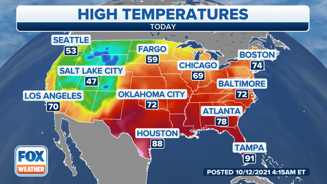 Today National Temperature 10-12-21