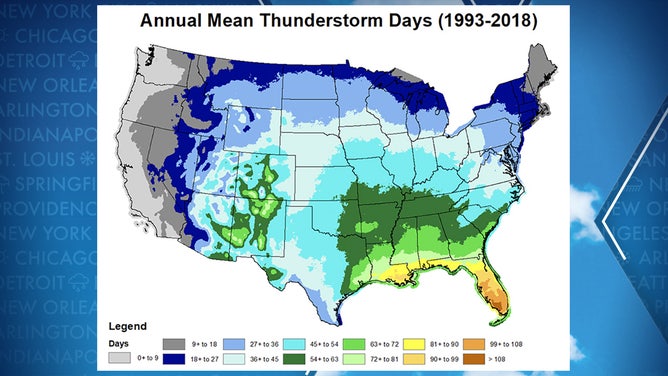 Average thunderstorm days.
