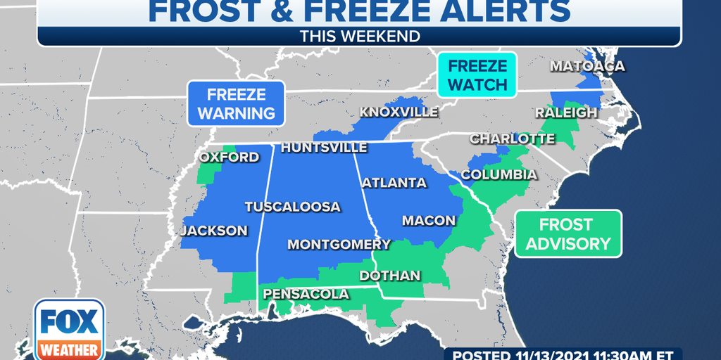 Frost Freeze Alerts Issued Across The Southeast 