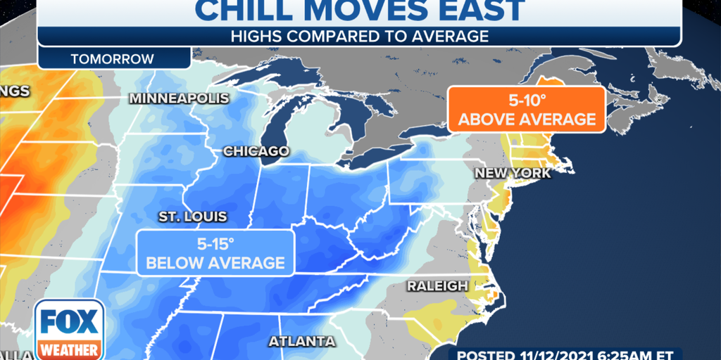 Chill to settle in across eastern US this weekend