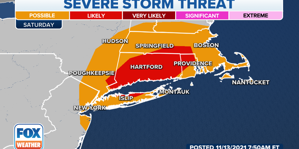 Severe weather possible in parts of Northeast on Saturday