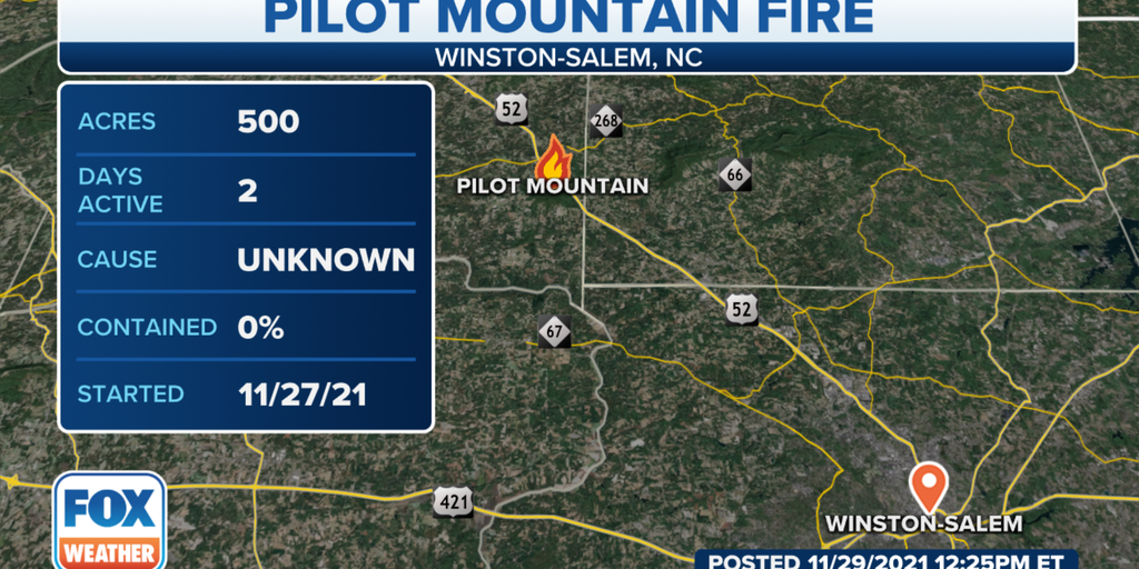 North Carolina wildfire burns 500 acres on Pilot Mountain Fox Weather