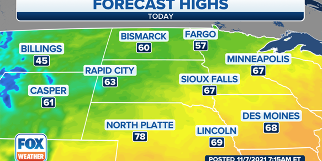 Unseasonably warm temperatures Sunday across central U.S. | Fox Weather