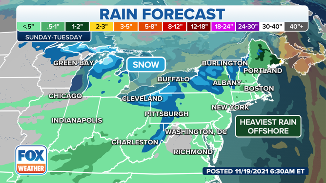 Rain/snow outlook Sunday through Tuesday.