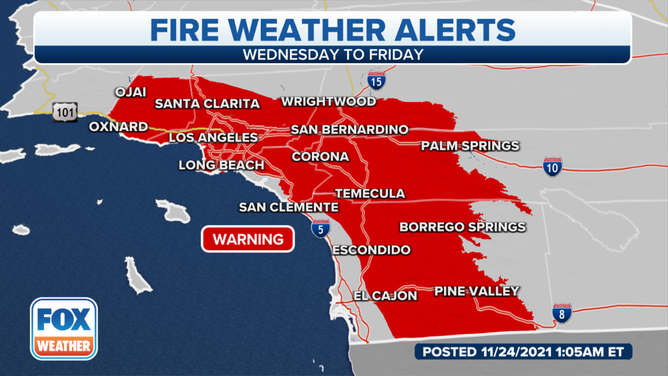 Fire Weather Warnings Issued In Southern California As Wildfire Risk ...