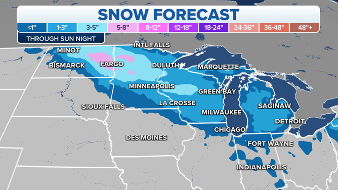 Snowfall forecast through Sunday, Nov. 14, 2021.