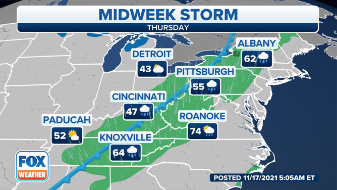 Forecast for Thursday, Nov. 18, 2021.