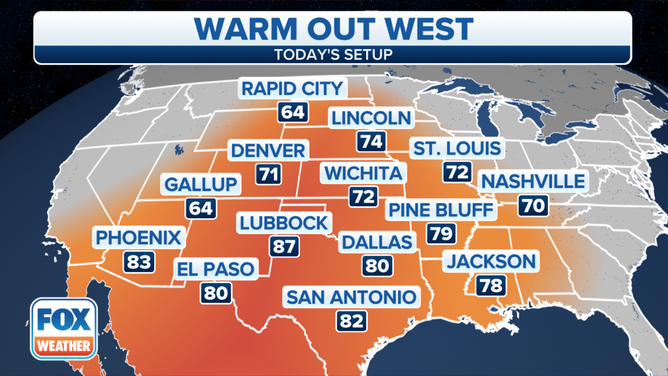 Forecast high temperatures Tuesday, Nov. 16, 2021.