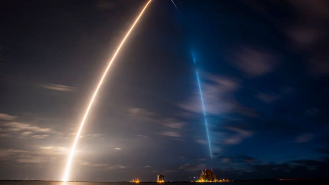A photo of the SpaceX Crew-2 mission launch with four astronauts from Kennedy Space Center on April 23, 2021.