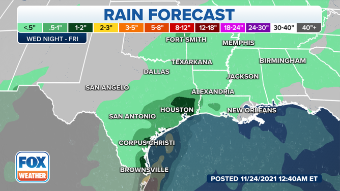 Rain forecast through Friday, Nov. 26, 2021.