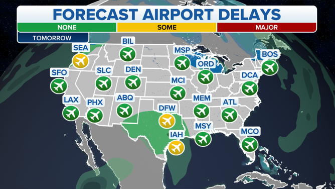 Forecast airport delays Saturday, Nov. 27, 2021.