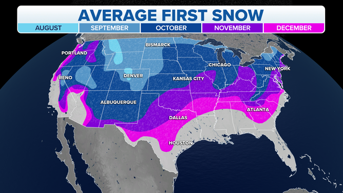 Average date of the first snowfall of the season.