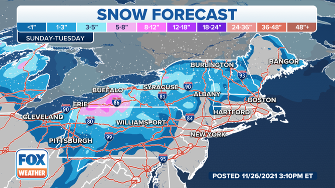 Northeast snow forecast for early next week