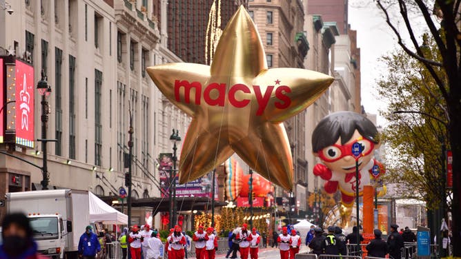 NEW YORK, NY - NOVEMBER 26: View of Macy's balloon at the 94th Annual Macy's Thanksgiving Day Parade on November 26, 2020 in New York City.
