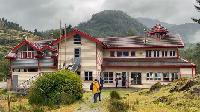 A view of the John F. Kennedy school, the first place in Latin America to test Starlink satellite internet, in Sotomo, Los Lagos Region in southern Chile