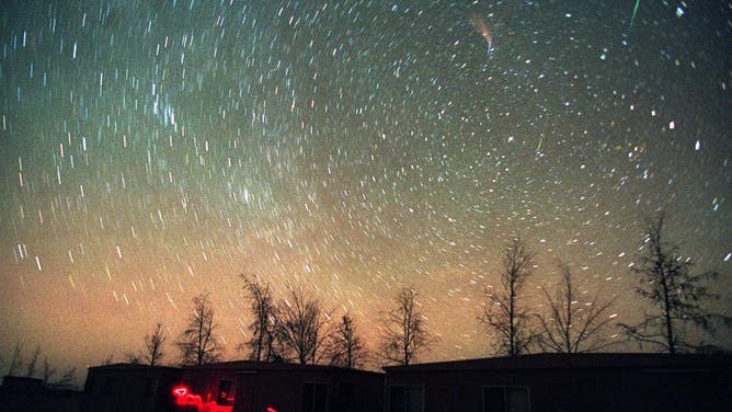 A photo from November 18, 1999 shows a Leonid meteor storm over the Azrak desert, 90km east of Amman. The storm packed up to some 1,500 meteors per hour visible with the eye.