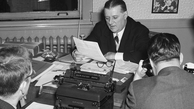 NFL Commissioner Bert Bell at a press conference in Philadelphia. Bell was the NFL Commissioner from 1946-1959.