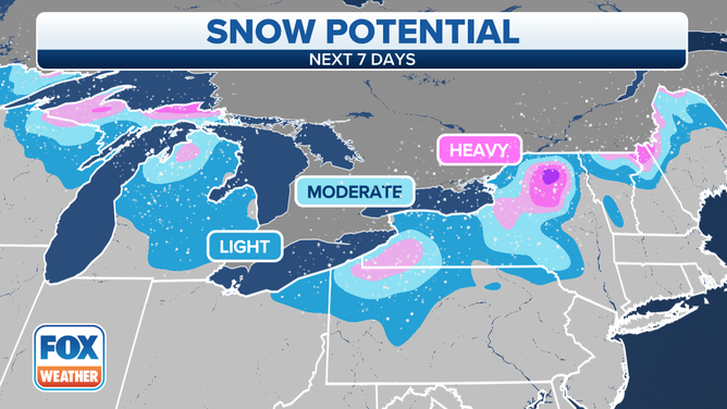 Snow potential through the weekend.