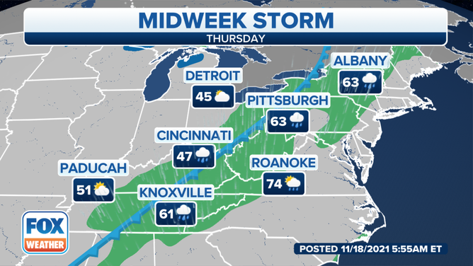 Forecast for Thursday, Nov. 18, 2021.