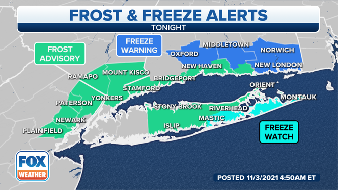 Frost and freeze alerts are in effect for Thursday morning, Nov. 4, 2021.