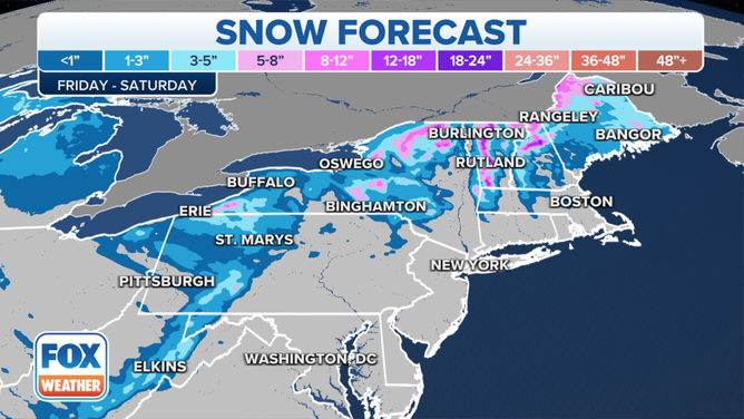 Snow forecast through Saturday, Nov. 27, 2021.